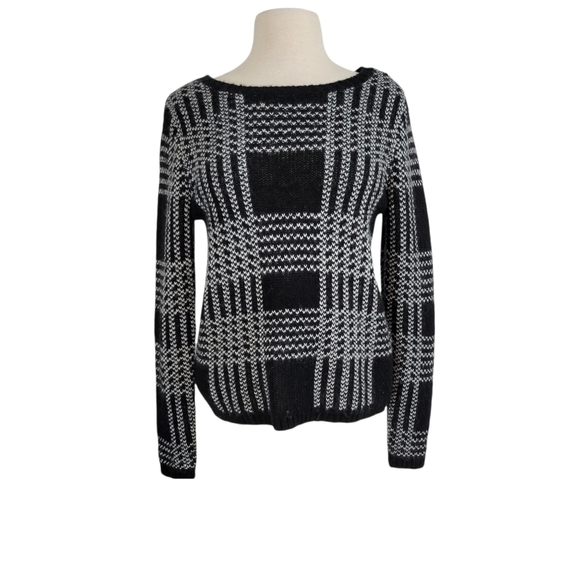 Gap Black & White Plaid Chunky Oversized Sweater - Picture 1 of 6